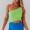 Women Pink Desert One-Pieces | Riley Cut Out One Piece In Neon Blue And Green Color Block By Betsy Mikesell X Pink Desert