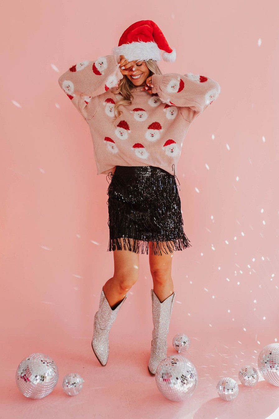 Women Pink Desert Tops | The Santa Claus Sweater In Blush