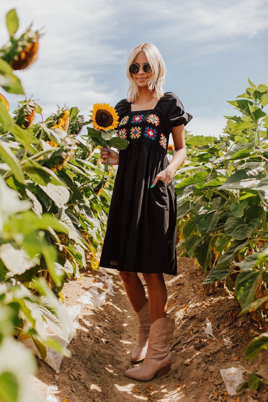 Women Pink Desert Dresses | The Remi Crochet Dress In Black By Pink Desert