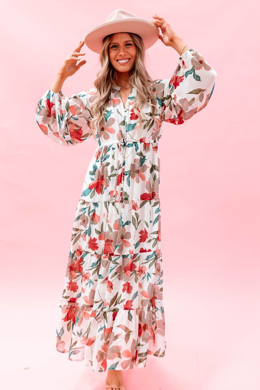 Women Pink Desert Dresses | The Bridgit Floral Maxi Dress In Ivory