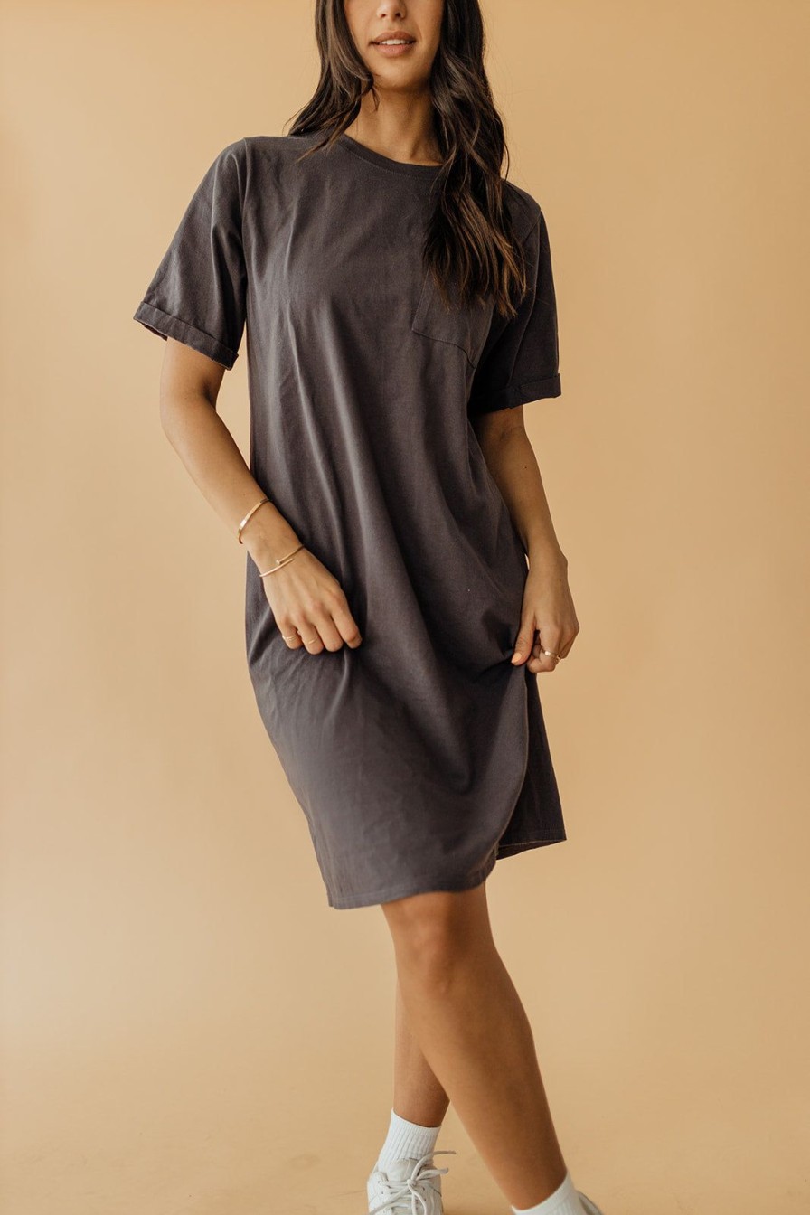 Women Pink Desert Dresses | The Easy Does It T-Shirt Dress By Pink Desert In Charcoal