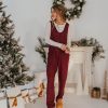 Women Pink Desert Sets & Jumpsuits | The Leanna Knit Jumpsuit In Burgundy