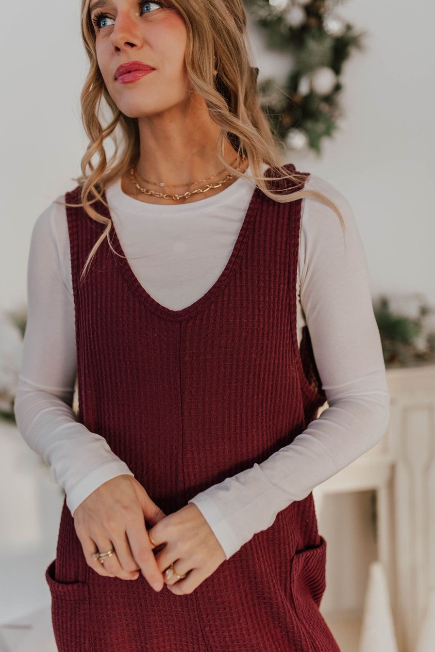 Women Pink Desert Sets & Jumpsuits | The Leanna Knit Jumpsuit In Burgundy