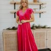 Women Pink Desert Dresses | The Valentine Velvet Dress In Fuchsia