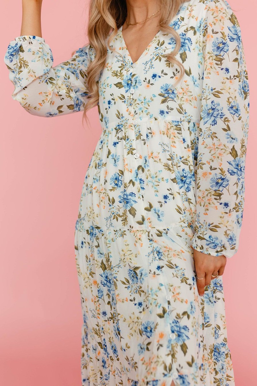 Women Pink Desert Dresses | The Lainey Dress In Blue And Yellow Floral