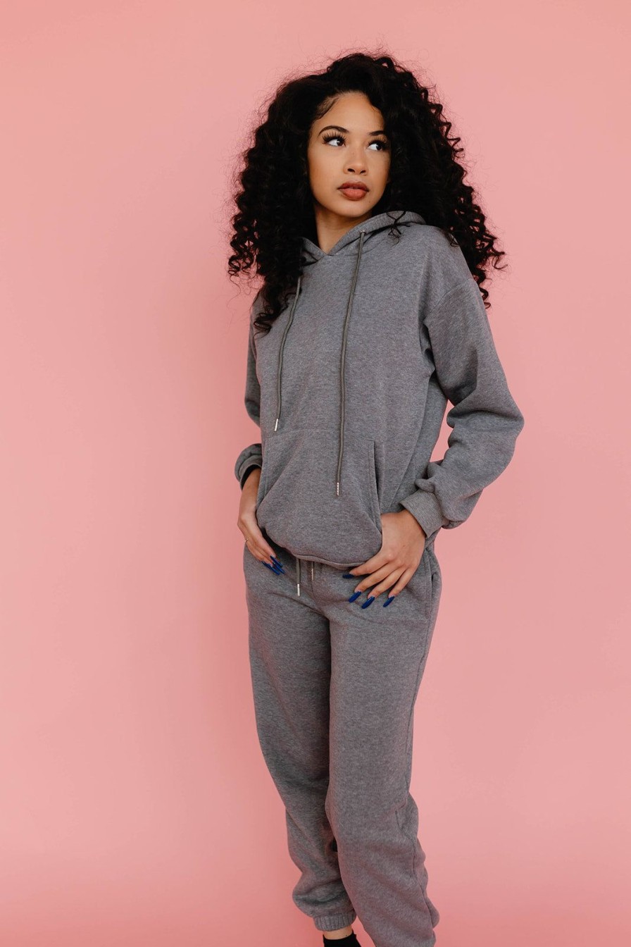 Women Pink Desert Tops | The Cheyenne Sweat Set In Charcoal