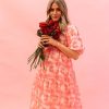 Women Pink Desert Dresses | The Watercolor Midi Dress In Pink