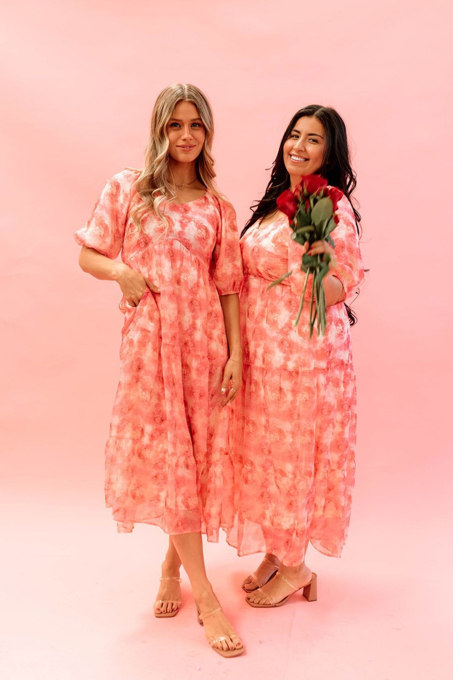 Women Pink Desert Dresses | The Watercolor Midi Dress In Pink