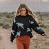 Women Pink Desert Tops | The Snow Leopard Sweater In Black