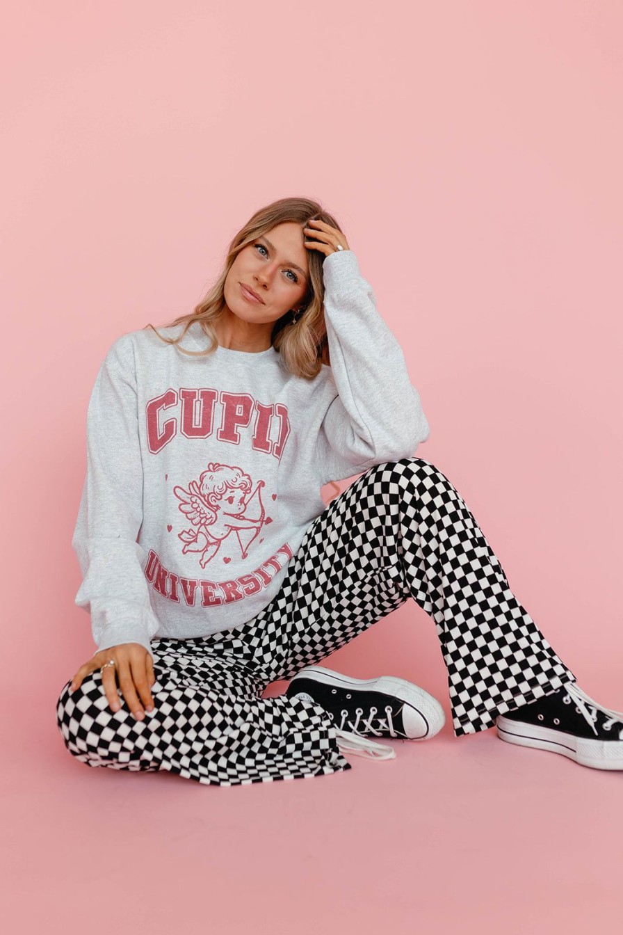 Women Pink Desert Tops | The Cupid University Sweatshirt In Gray