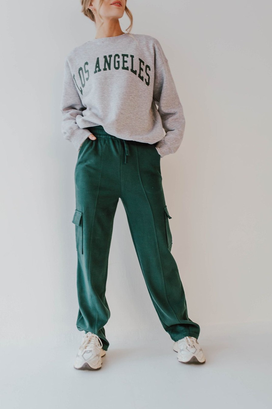 Women Pink Desert Bottoms | The Carter Cargo Sweatpants In Green