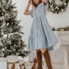 Women Pink Desert Dresses | The Dawn Button Up Midi Dress In Denim