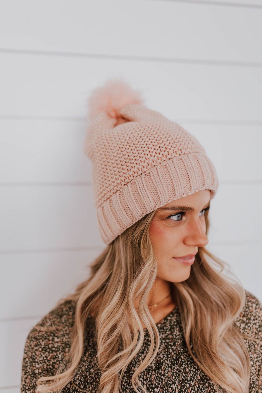 Women Pink Desert | The Sherpa Lined Pom Beanie