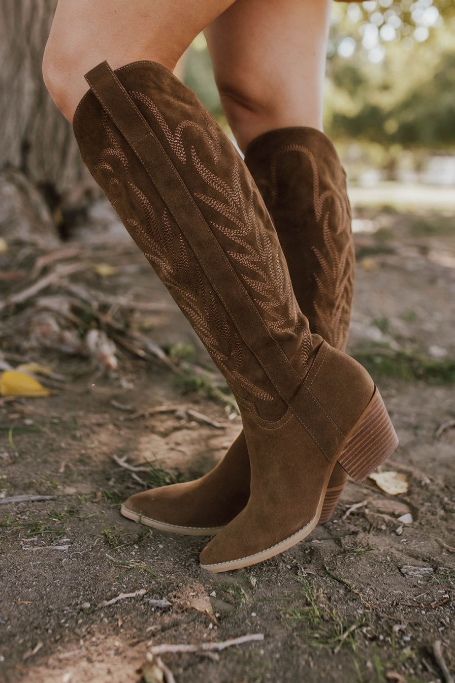 Women Pink Desert | The Samara Western Boots In Brown