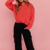 Women Pink Desert Tops | The Alexia Quarter Zip Sweatshirt In Watermelon