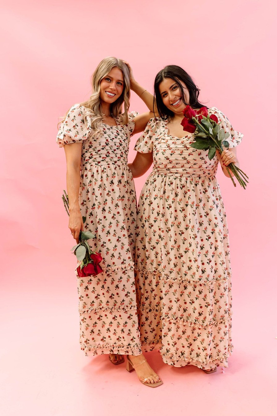 Women Pink Desert Dresses | The Annalise Maxi Dress In Rose Floral By Pink Desert