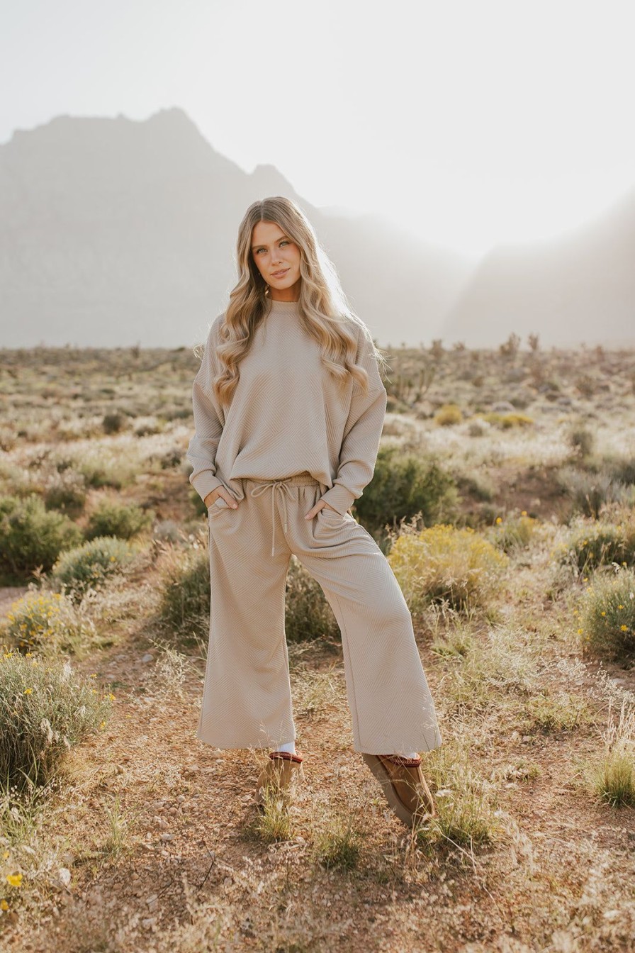 Women Pink Desert Tops | The Farrah Textured Set In Taupe