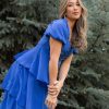 Women Pink Desert Dresses | The Angel Chiffon Midi Dress In Royal Blue By Pink Desert