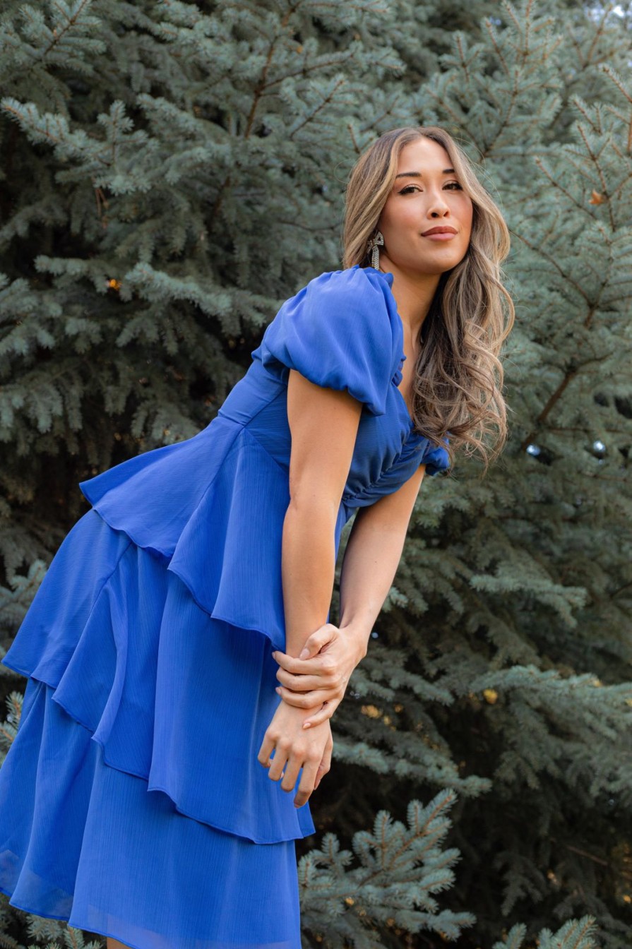 Women Pink Desert Dresses | The Angel Chiffon Midi Dress In Royal Blue By Pink Desert