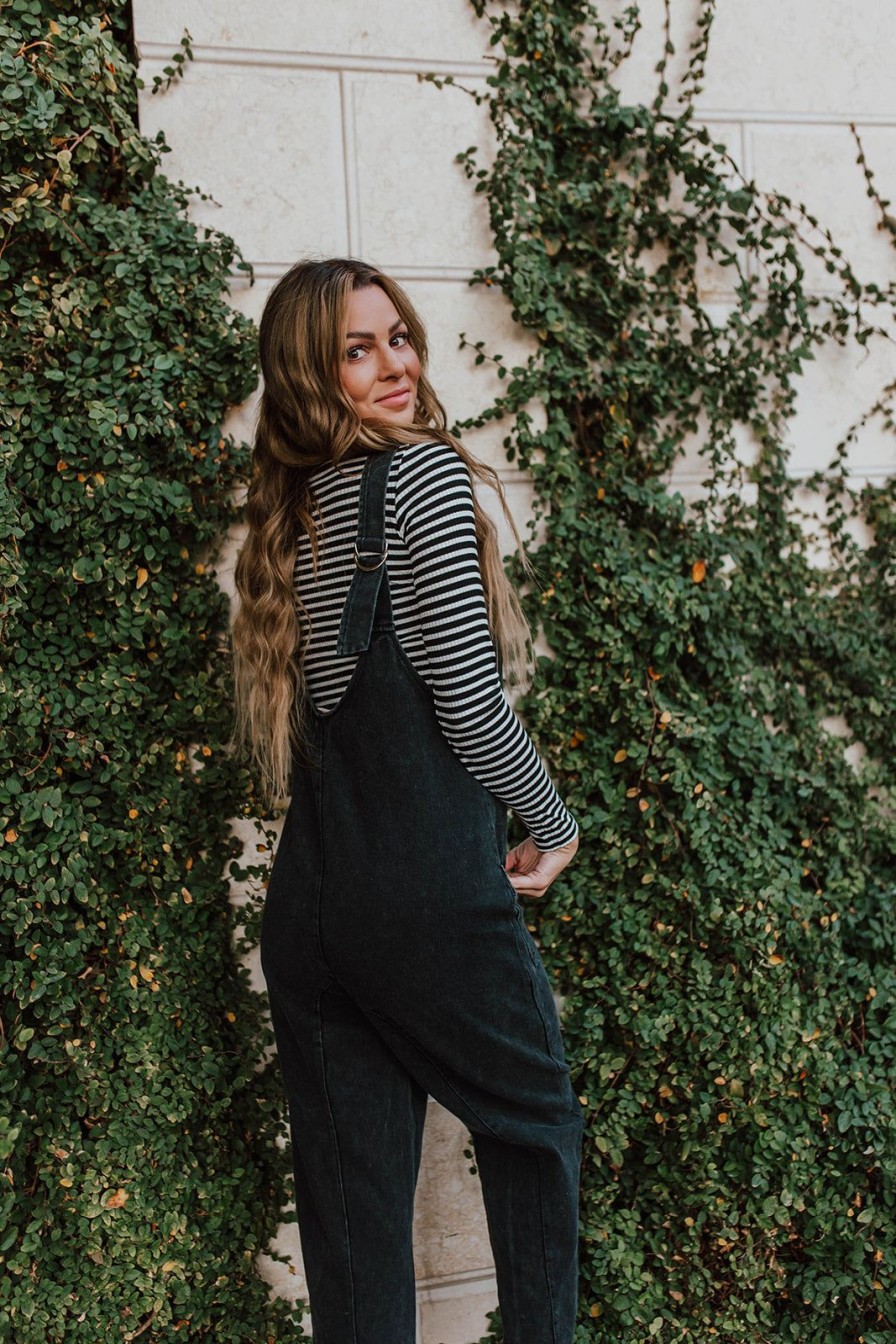 Women Pink Desert Tops | The Sammi Striped Mock Neck Top In Black