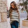 Women Pink Desert Tops | The Otto Striped Sweater In Olive