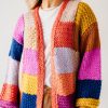 Women Pink Desert Tops | The Courtny Color Block Cardigan In Fuschia