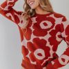 Women Pink Desert Tops | The Giana Floral Sweater In Rust