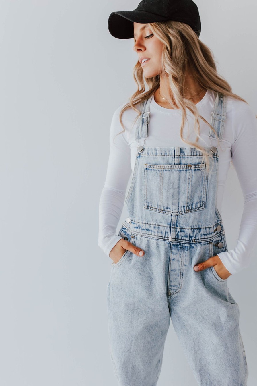 Women Pink Desert Sets & Jumpsuits | The Owen Denim Overalls In Light Wash