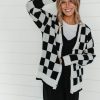 Women Pink Desert Tops | The Chelsee Checkered Button Front Cardigan