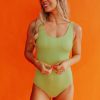 Women Pink Desert One-Pieces | Scrunch One Piece In Citron Green By Pink Desert