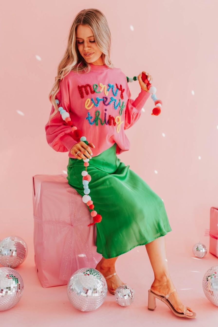 Women Pink Desert Skirts | The Mistletoe Satin Midi Skirt In Emerald Green