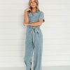 Women Pink Desert Tops | The Dylann Belted Jumpsuit In Denim