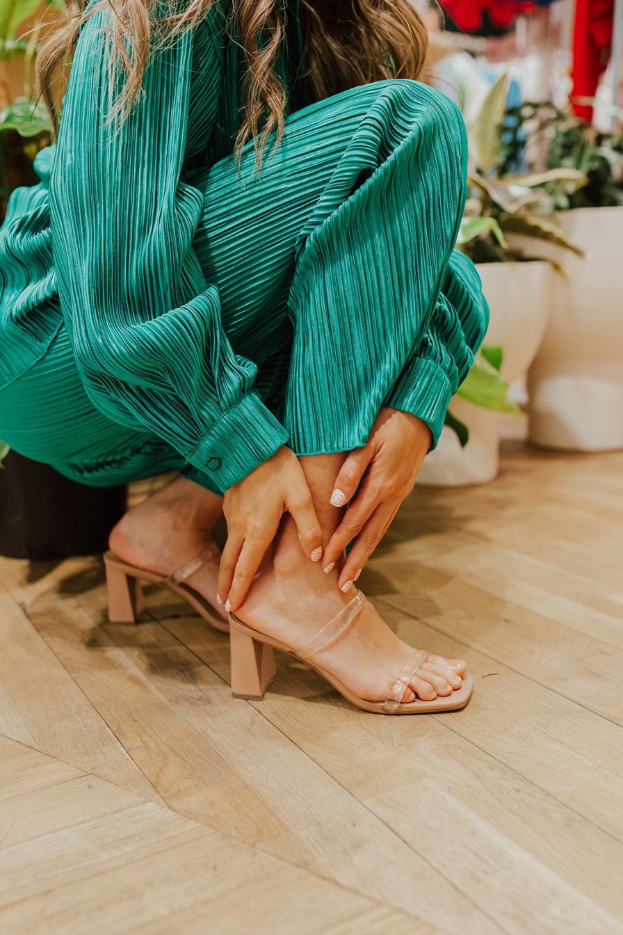 Women Pink Desert | The Lilah Strap Heels In Clear By Steve Madden