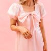 Women Pink Desert Dresses | The Satin Bow Dress In Powder Pink By Pink Desert