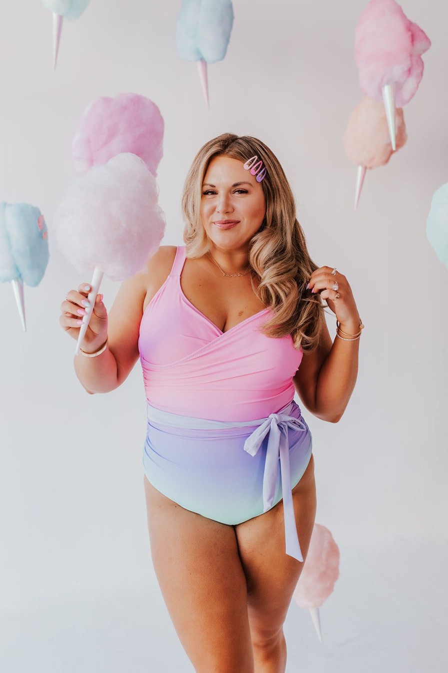 Women Pink Desert One-Pieces | Sarah Wrap One Piece In Cotton Candy Ombre By Sarah Tripp X Pink Desert