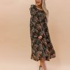 Women Pink Desert Dresses | The Francine Midi Dress In Black Floral