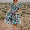 Women Pink Desert Dresses | The Luna Sweetheart Dress In Teal Floral By Pink Desert