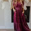 Women Pink Desert Dresses | The Tiara Velvet Tiered Dress In Rose