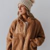 Women Pink Desert Tops | The Siena Sherpa Jacket In Camel