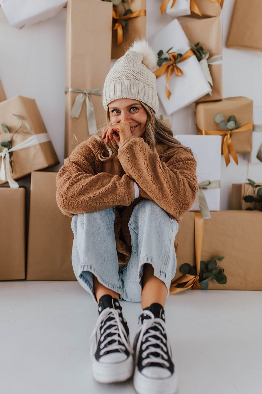 Women Pink Desert Tops | The Siena Sherpa Jacket In Camel