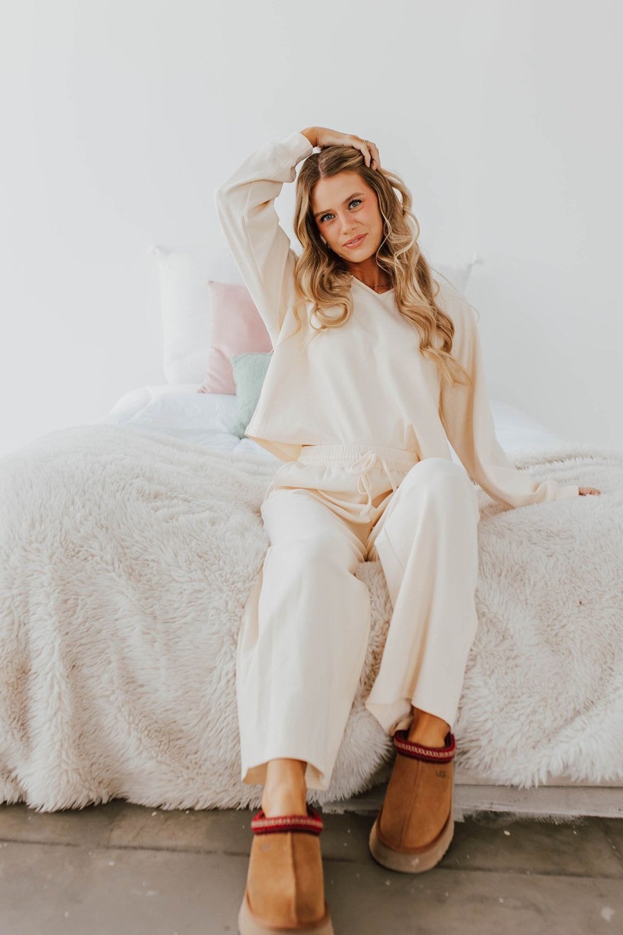 Women Pink Desert Tops | The Carlie Set In Cream