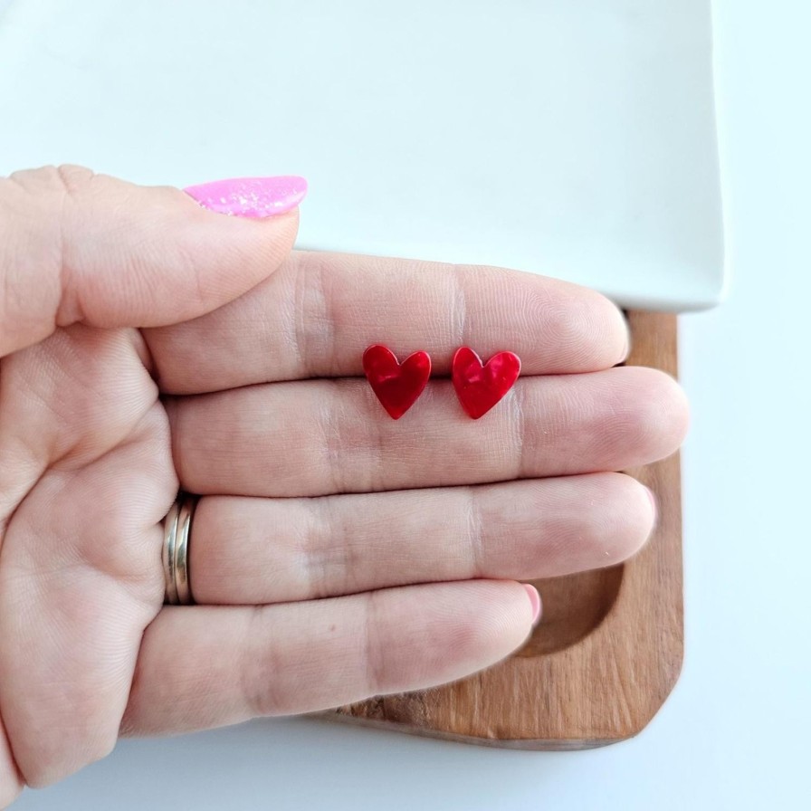 Women Pink Desert | The Hand Drawn Heart Stud Earrings