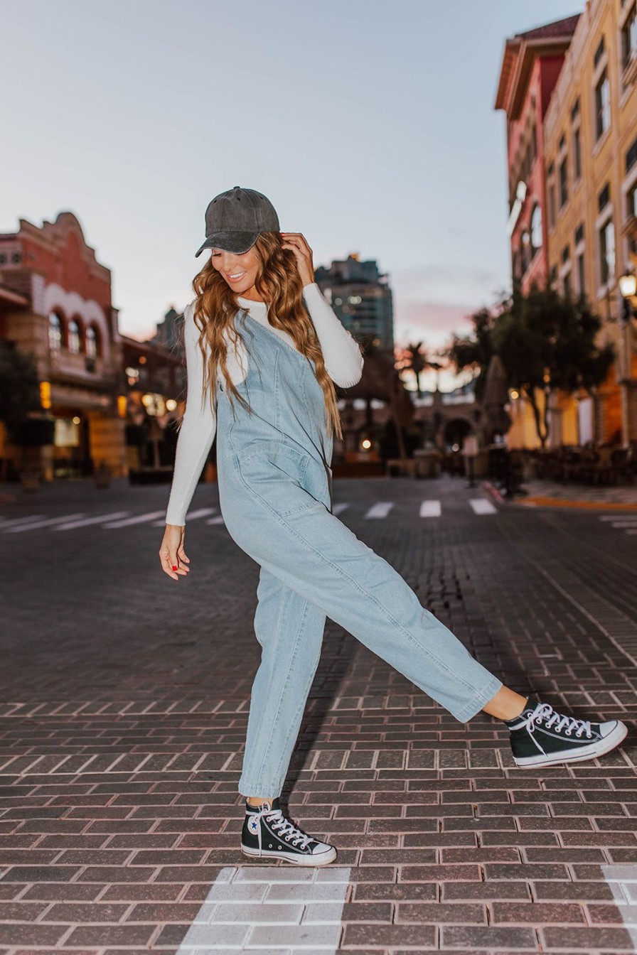 Women Pink Desert Tops | The Dena Denim Jumpsuit In Light Wash