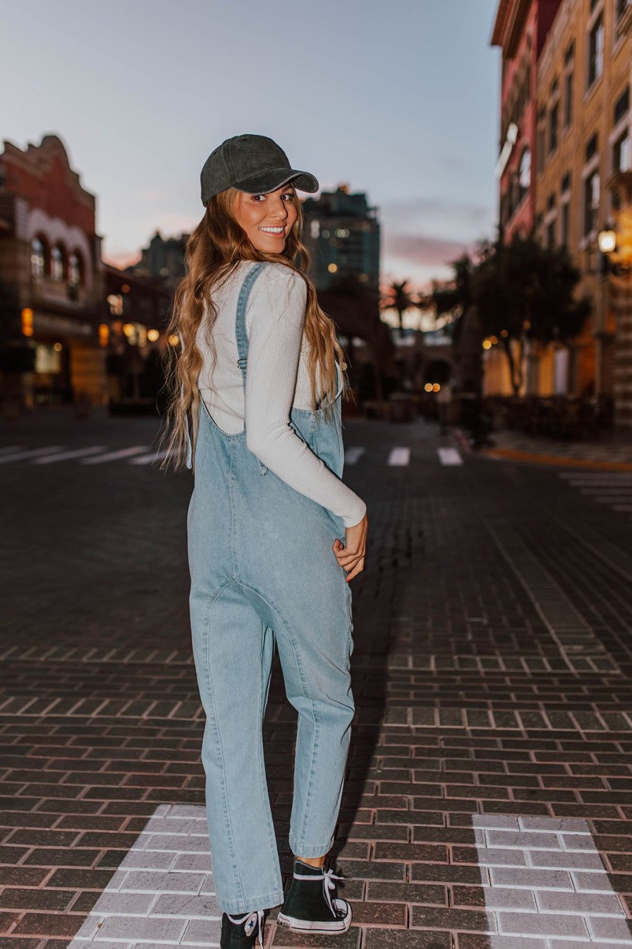 Women Pink Desert Tops | The Dena Denim Jumpsuit In Light Wash