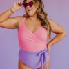 Women Pink Desert One-Pieces | Sarah Wrap One Piece In Bubblegum Color Block By Pink Desert