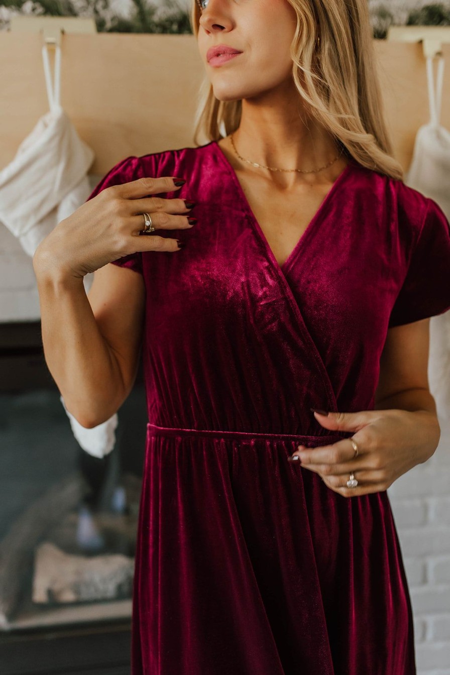 Women Pink Desert Dresses | The Valentine Velvet Dress In Burgundy