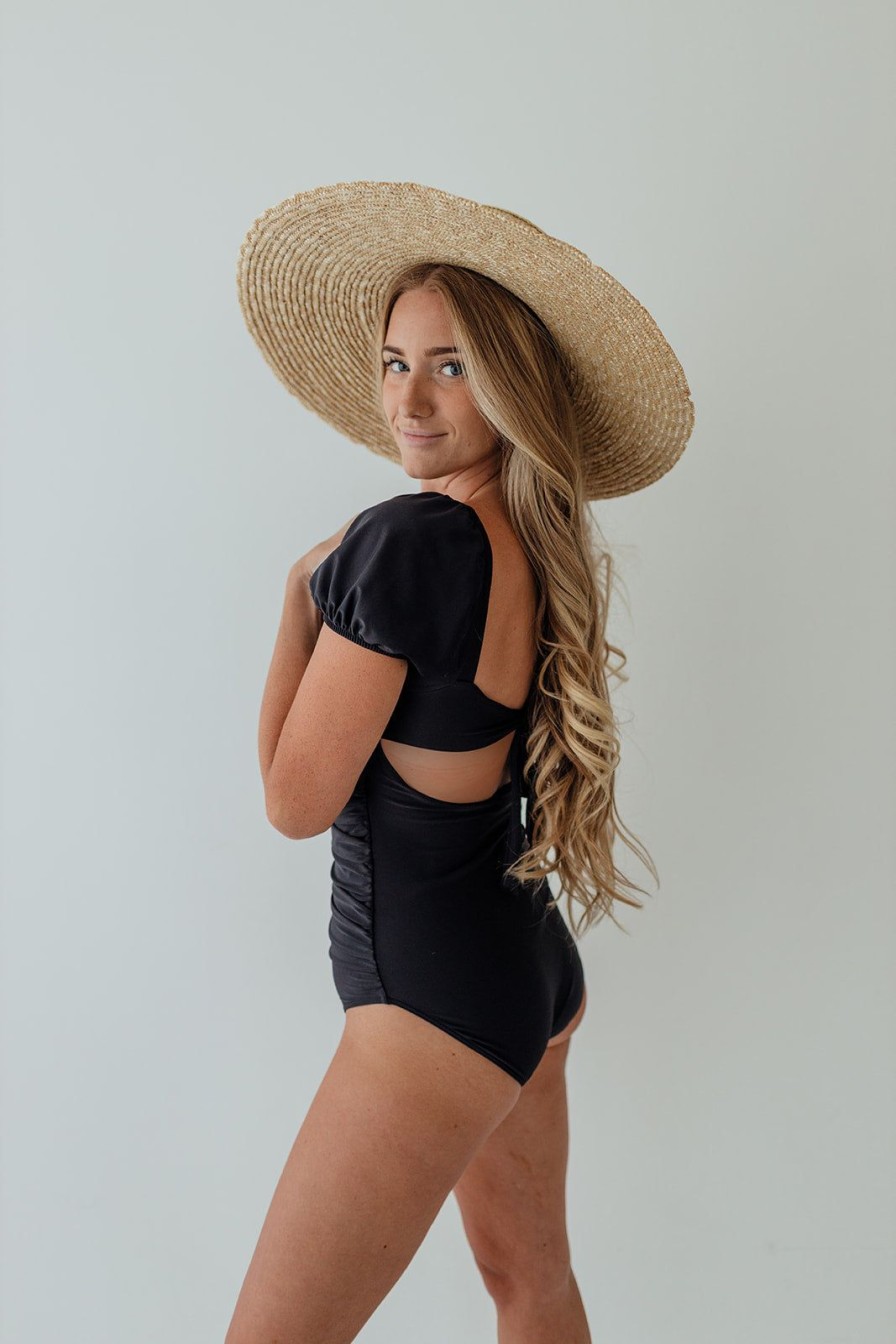 Women Pink Desert One-Pieces | Puff Sleeve One Piece In Black By Pink Desert