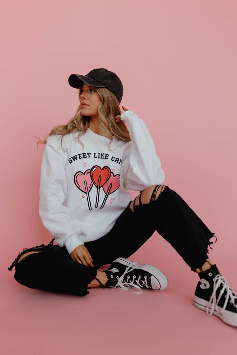 Women Pink Desert Tops | The Sweet Like Candy Pullover In White By Pink Desert