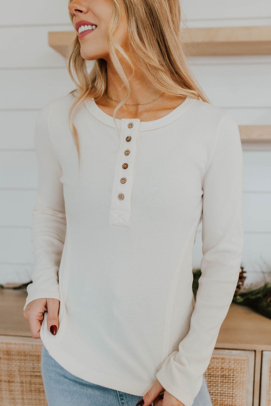 Women Pink Desert Tops | The Lisa Henley Top In Cream