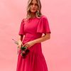 Women Pink Desert Dresses | The Cindee Drop Waist Dress In Fuschia